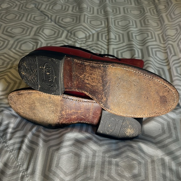 Justin red leather lace up boot sz 5 B - Picture 4 of 11